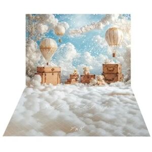 Kate Backdrop Hot Air Balloon Cloud 7'x5' Fabric Backdrop & 7'x5' Fabric Floor